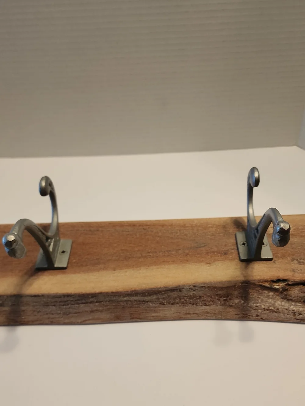 Wall-Mounted Rustic Wood Coat Rack with Silver Hooks